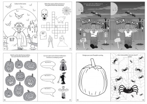 Halloween Theme Puzzle Books and Crayon Sets